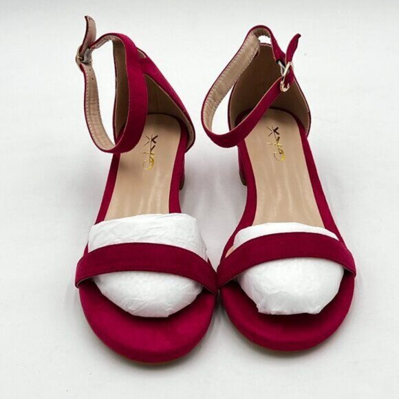 XYD Women Open Toe Strappy Low Block Heel Sandal Pumps Ankle Strap Wedding - Picture 2 of 5